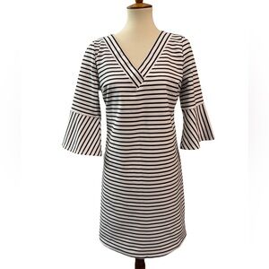 Skies Are Blue Black & White Striped Bell Sleeve Dress Size M